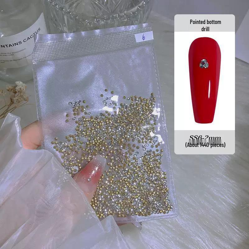 3D Pointed Back Czech Rhinestones Nail Art Decorations - 1440 Pieces