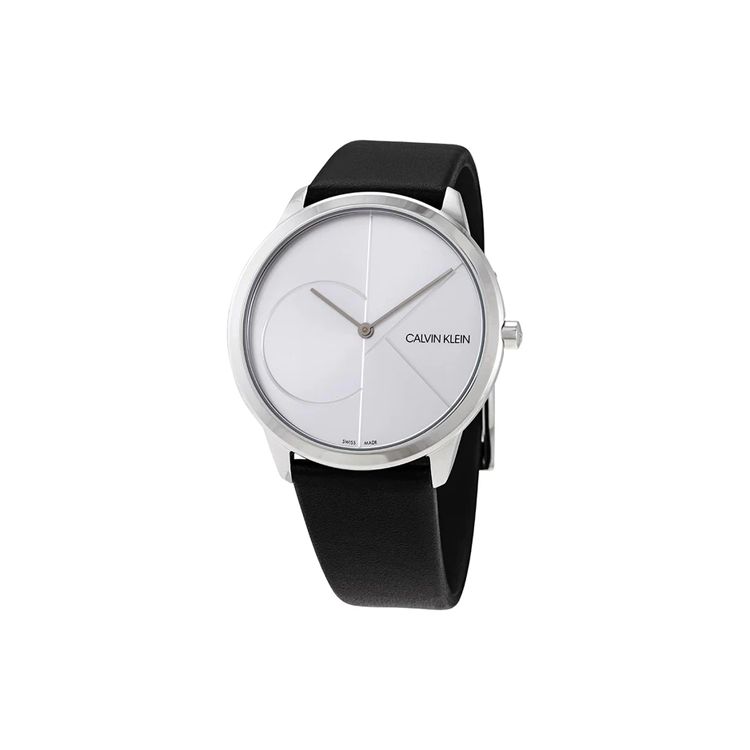 Calvin Klein Quartz Watch Leather Strap 40Mm Silver Dial Casual Men watches K3M211CY Silver