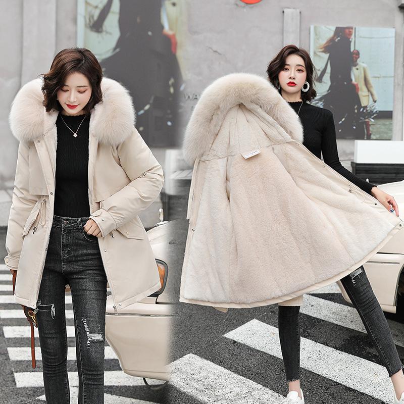 Trendy to overcome women's short winter new loose fashion big fur collar thickened plush casual cotton-padded clothes
