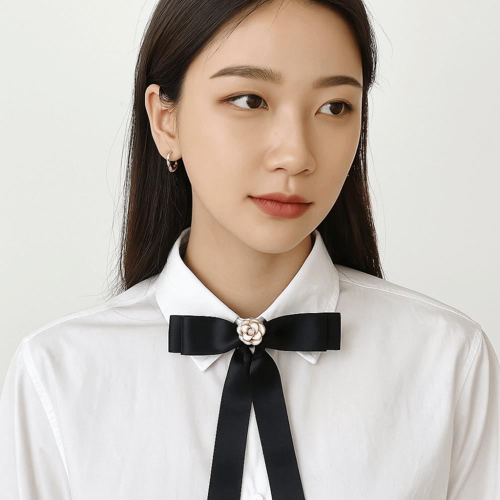 White Black Ribbon Pin Pearl Funerals Memorial Pin Fashion Black Bow Brooch Pin  Occupation