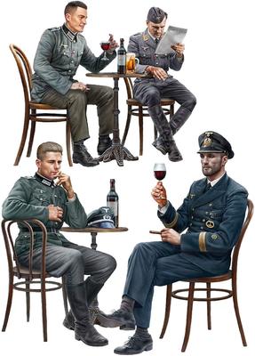 Miniart 1/35 Scale German Soldier In a Cafe (Set of 4) Plastic Model Kit MA35396