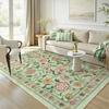 Boho French Elegant Floral Green Rug European Pastoral Style Living Room Decorative Carpet Bedroom Art Carpet Washable Carpet