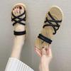 Cool slippers women's new summer fashion versatile flat-bottomed Korean version two wearing Roman sandals thick-soled beach women