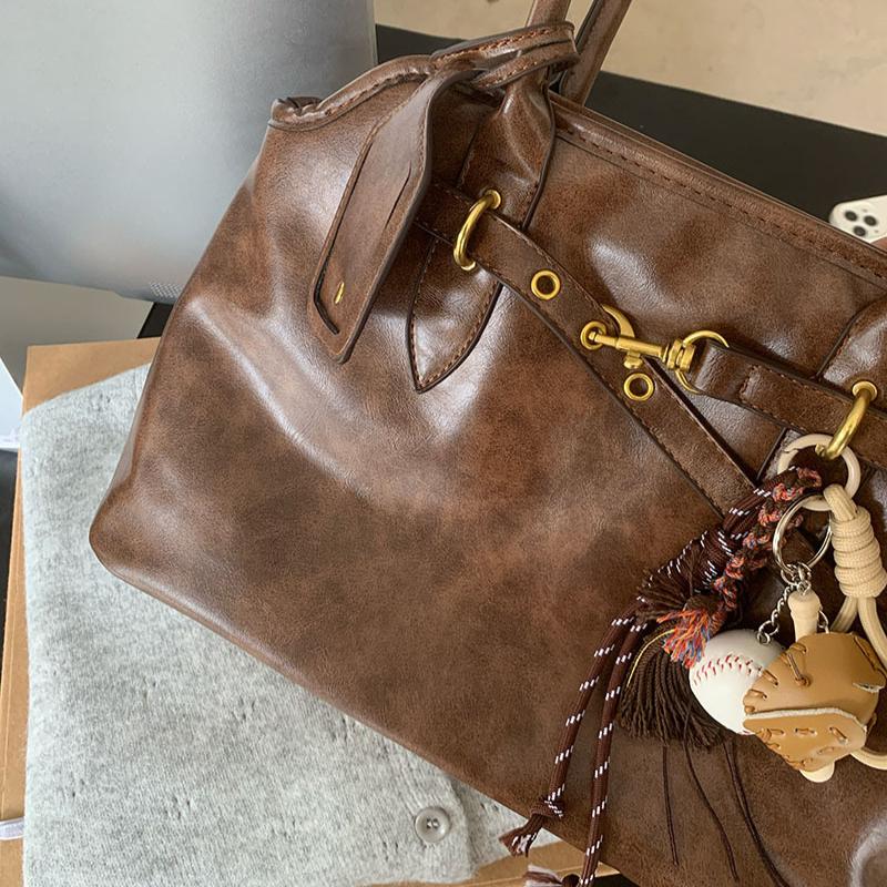 Retro Briefcase Bag Female Large-capacity Texture All-match Simple Niche Design Portable One-shoulder Tote Bag