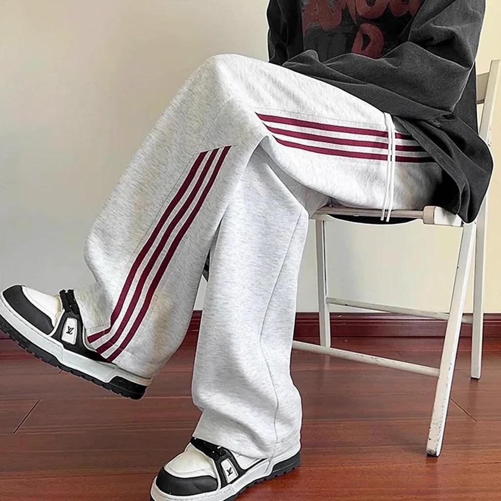 Men's Wide-Leg Striped Casual Pants - New Autumn/Winter 2025 Trend, Plus Velvet, Loose Fit