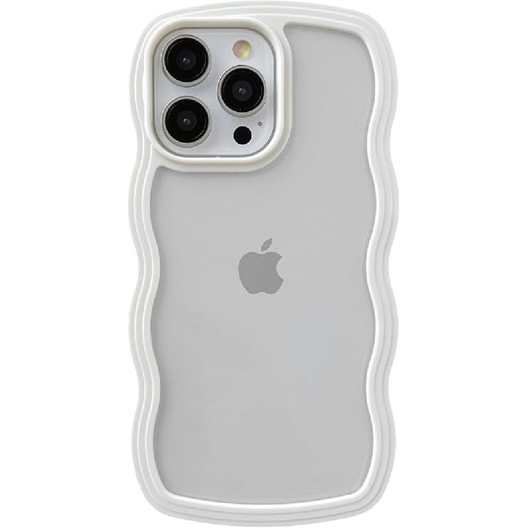 Caseative for iPhone 14 Pro Max Case,Cute Curly Wave Frame Shape Shockproof Soft Phone Case (White) iPhone 14 Pro Max белый