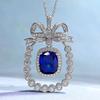 2023 New 925 Silver Necklace Sapphire 10 * 12 Pendant Women's European and American Heroes Set Live 2a Zircon Wedding Jewelry