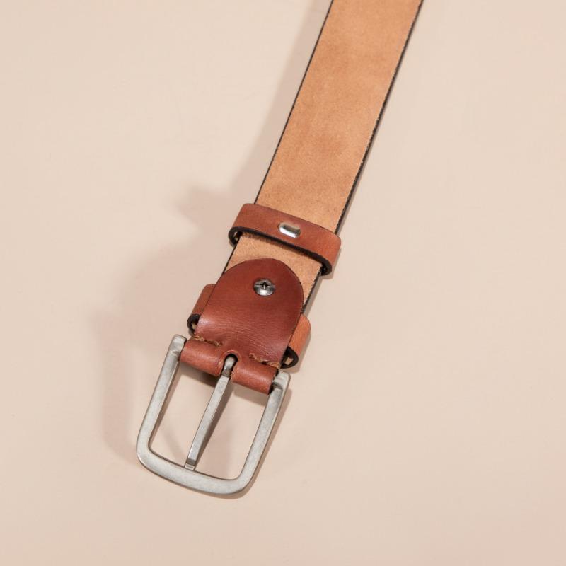 First Layer Cowhide Belt Men's Retro Casual Pin Buckle Leather Belt Men's Cowhide Vegetable Tanned Belt