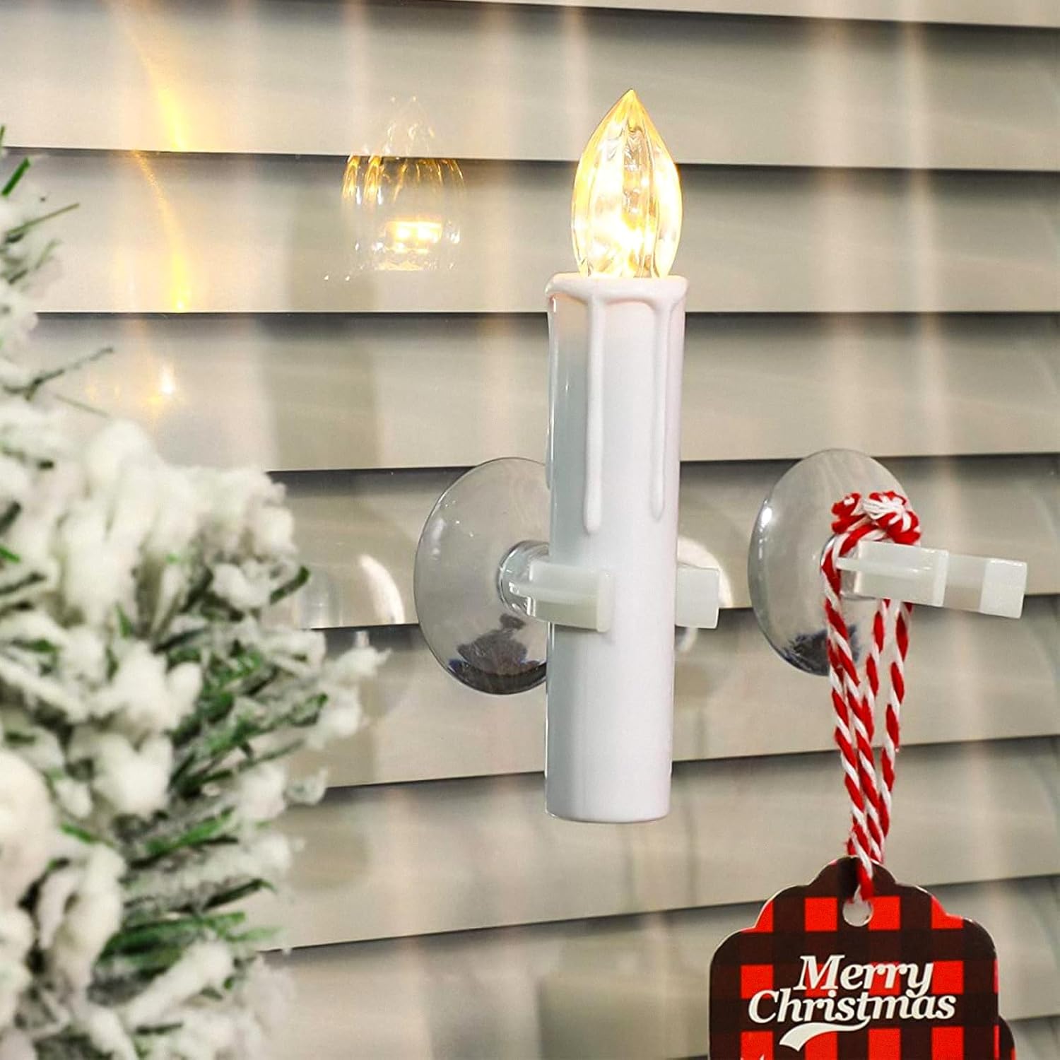 

6 шт. Рождественские подсвечники - Подсвечники на присосках Домашнее украшение Оконный подсвечник для рождественского празднования Свечи (20мм) Size 3 как