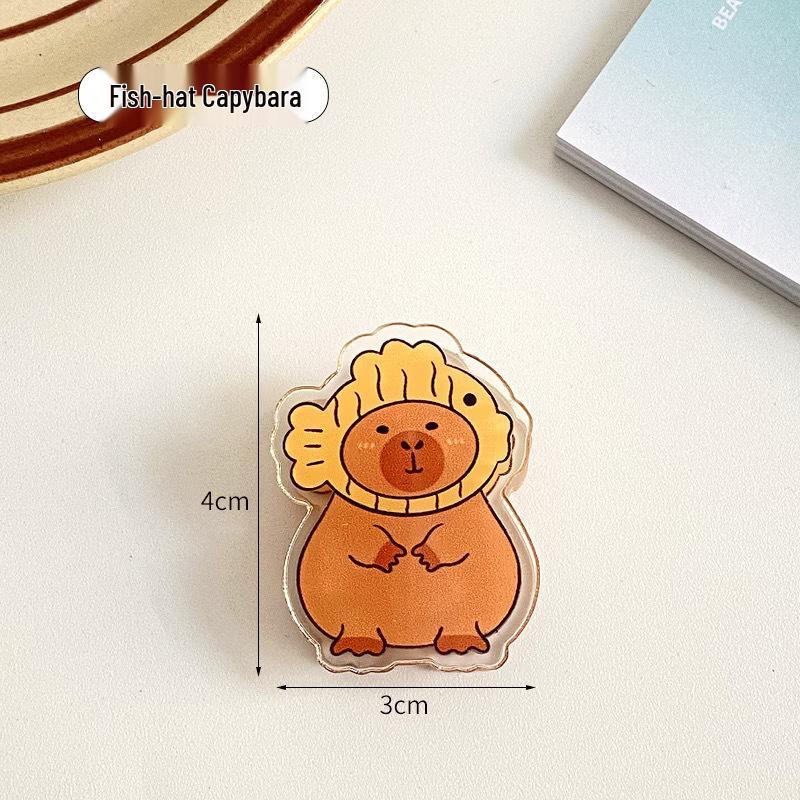 Capybara Double-Sided Acrylic Cartoon Clip for Sticky Notes & Snack Sealing
