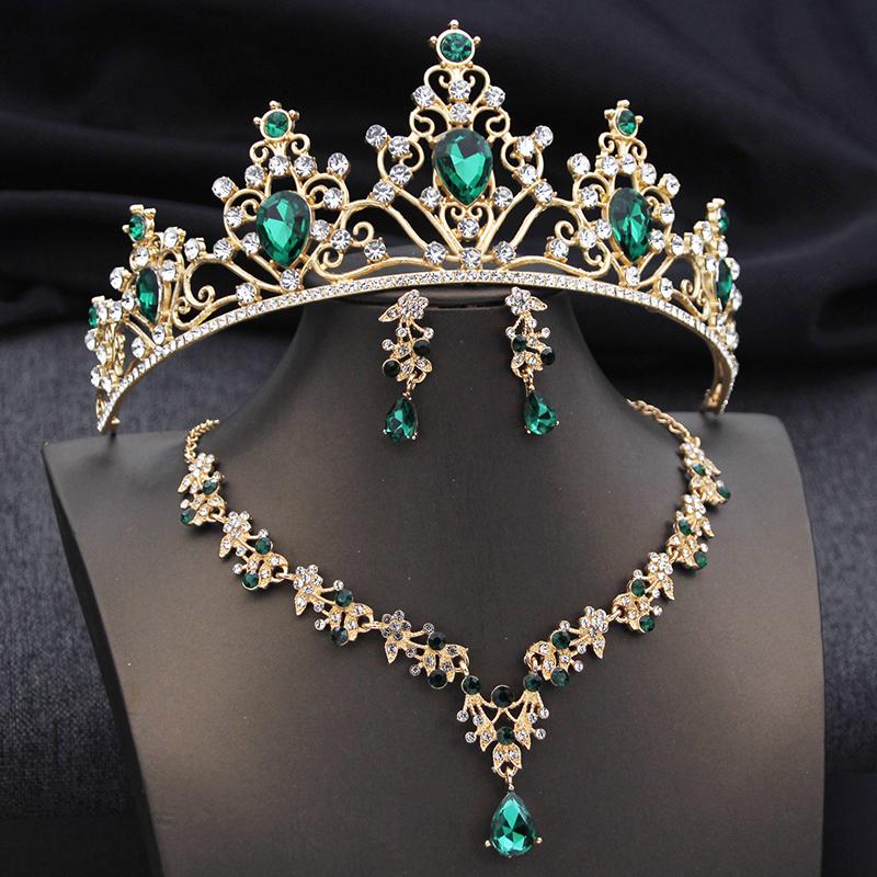 3Pcs Crown Bridal Jewelry Sets for Women Princess Tiaras and necklace earrings Prom Birthday Wedding Tiaras and Crowns Set