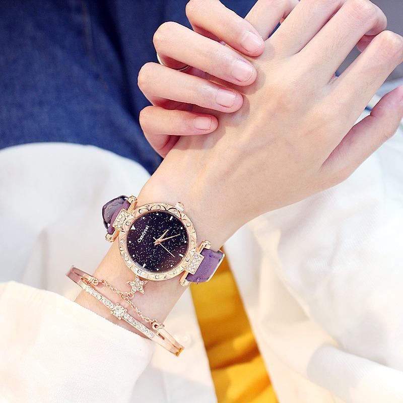 Starry Sky Watch Women's Fashion Trend Simple Casual Women's Watch Student Two-piece Gift Watch