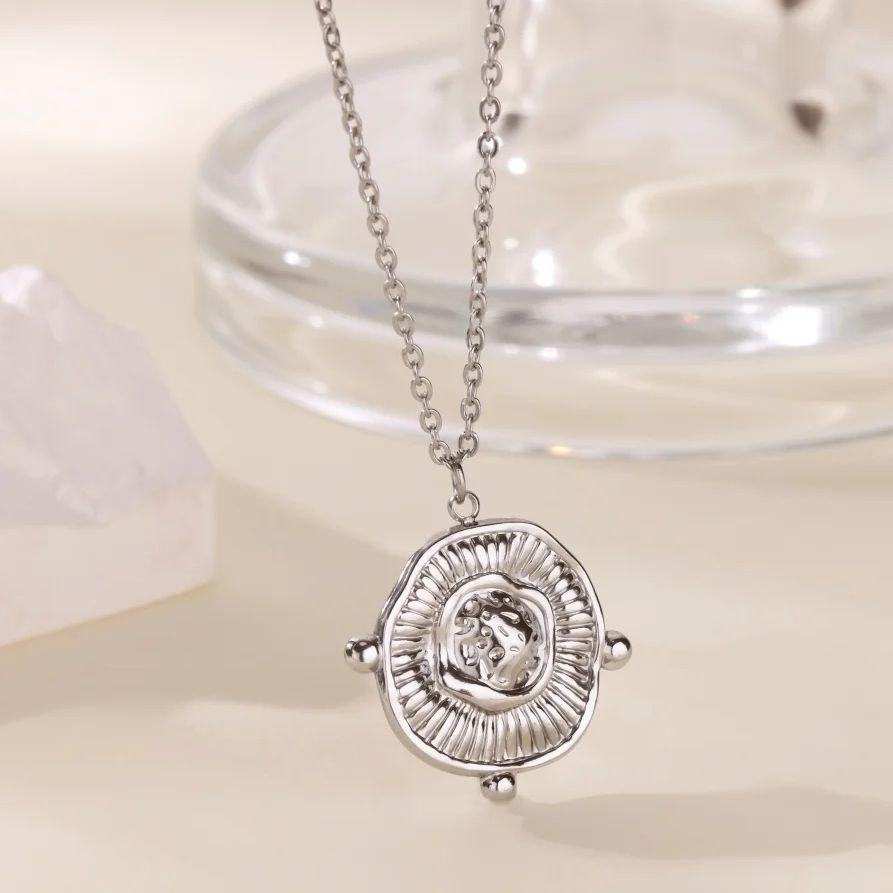 Irregular Round Necklace For Women Vintage Beads Chain Minimalist Stainless Steel Pendant Necklace Party Christmas Jewelry Gifts