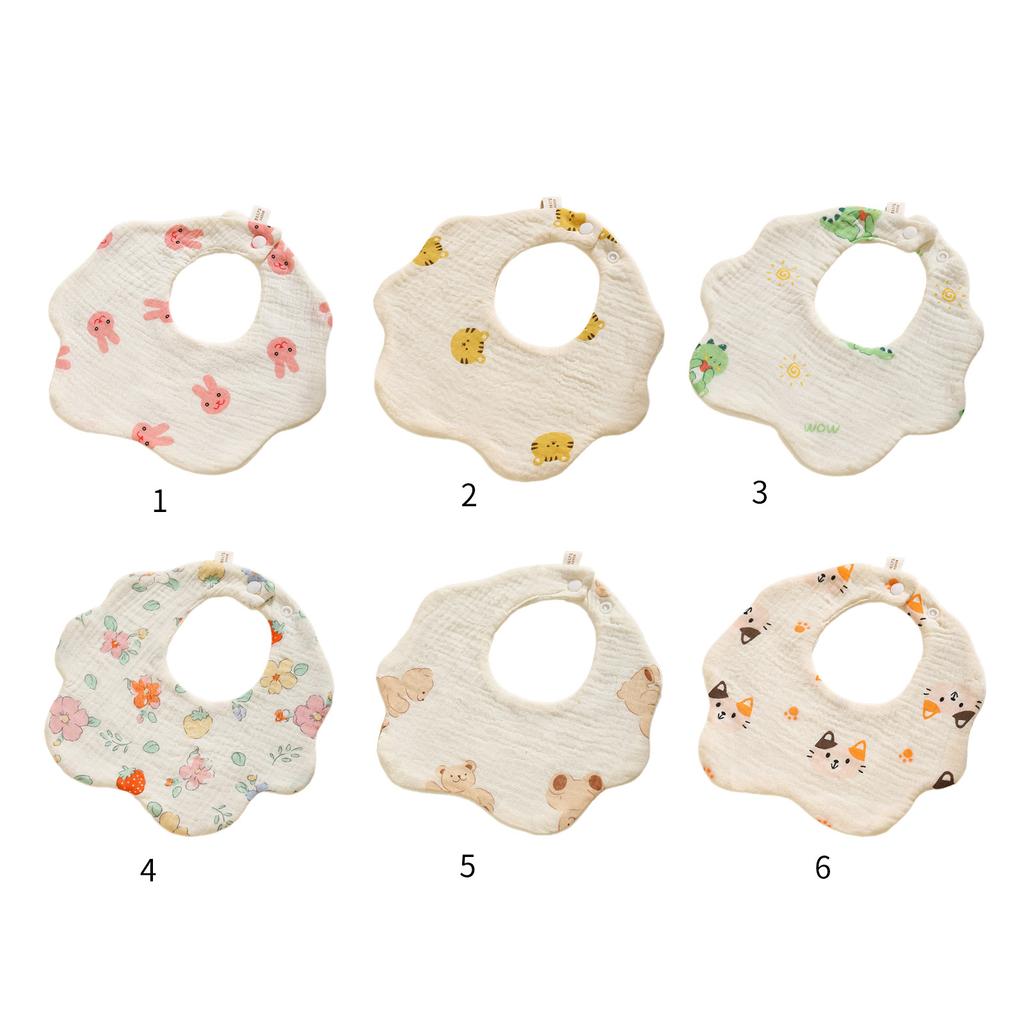 Breathable & Absorbent Burp Cloths Cute & Functional Baby Bibs Lovely Pattern Newborns Bibs Cotton Bibs for Infants Gift