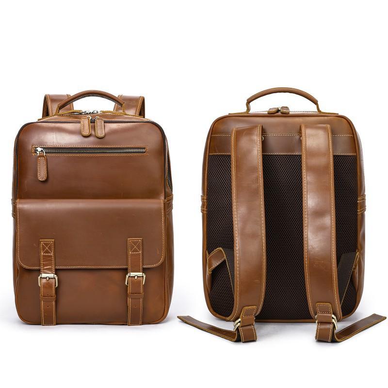 Crazy Horse Leather Men s Backpack Large Capacity Business Computer Outdoor Leisure Men 30x11x40cm
