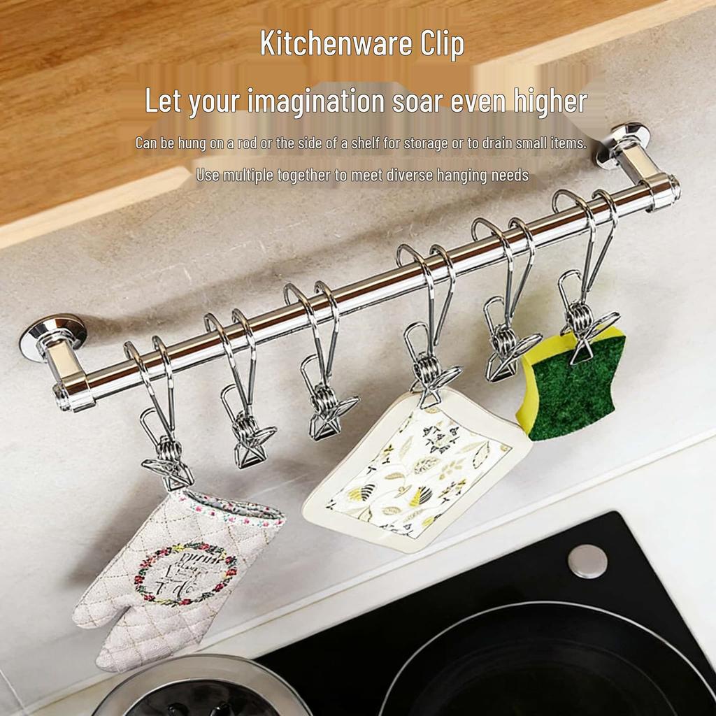 Stainless Steel Clip with Hook for Kitchen, Bathroom, or Clothesline Use - Windproof and Durable Clothes Pin