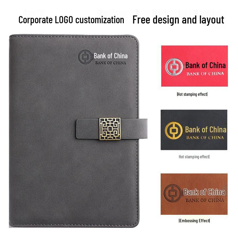 A5 PU Leather Buckle Notebook - Business Office Meeting Record Book (Custom Logo Available)