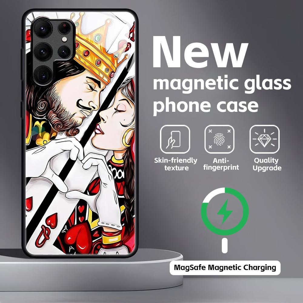 poker Phone Case For Samsung S26 S25 S24 S23 S22 S21 Plus Ultra Note20 Glass Magnetic Case