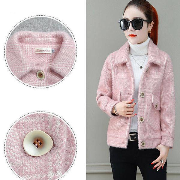 Verdickte Nerzimitatmäntel für Damen im koreanischen Stil, große, warme Jacken für Herbst und Winter, dicke Kurzmäntel