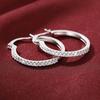 Popular Big Earring with Rhinestone 28mm Crystal Circle Hoop Earrings Simple Big Circle Silver Color Hoop Earrings for Women