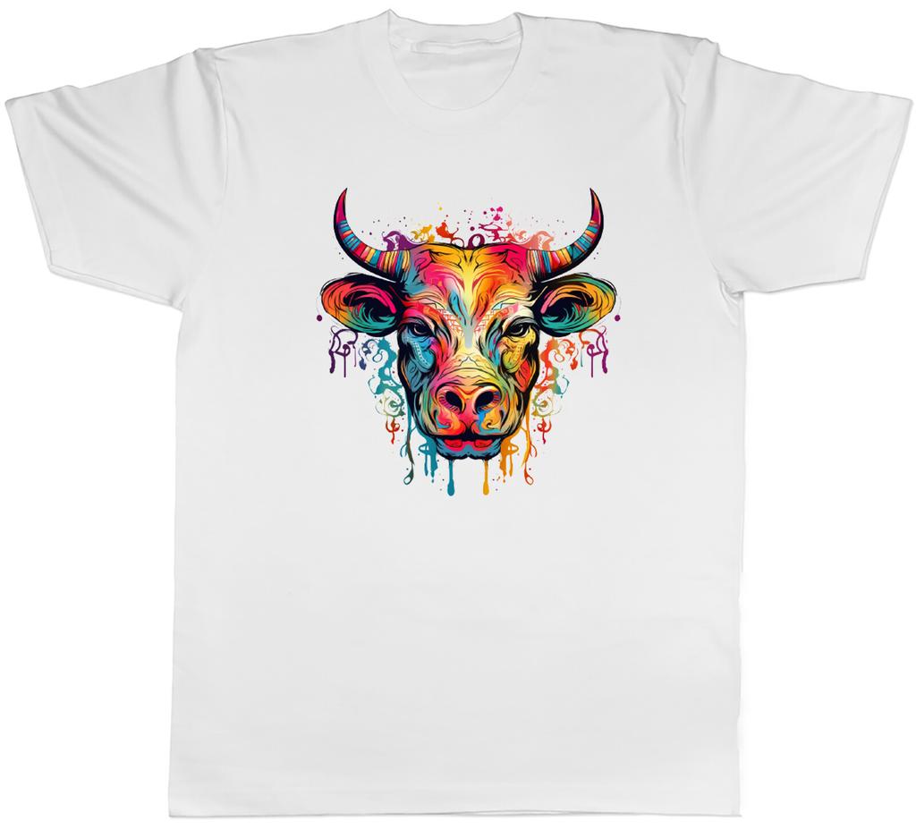 Hipster Cow Mens T-Shirt Hippy Cattle Face Moo Tee Gift