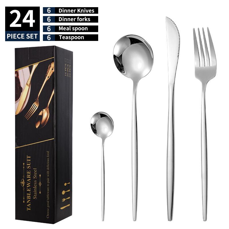 410 Stainless Steel Portuguese 24-Piece Flatware Set with Gift Box серебристый (коробка)