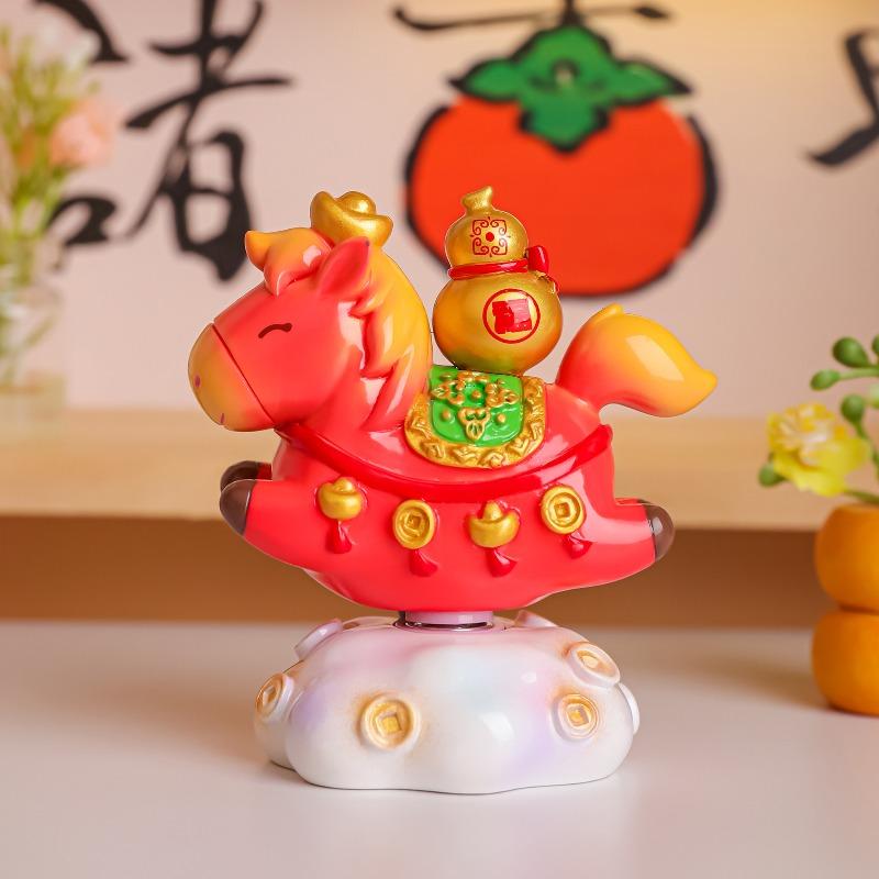 Xiaoma CAI CAI Rotating Fun Table Decoration, Xiaoma Doll, Horse Year Zodiac Figurine