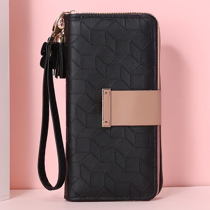 IELGY Women's Pink Wallet Long Section Large Capacity Rhombus