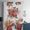 Rosenblumen Retro Gardinen für Wohnzimmer Transparent Tüll Fenster Behandlungen Schlafzimmer Küche Home Decor Schleier Vorhänge