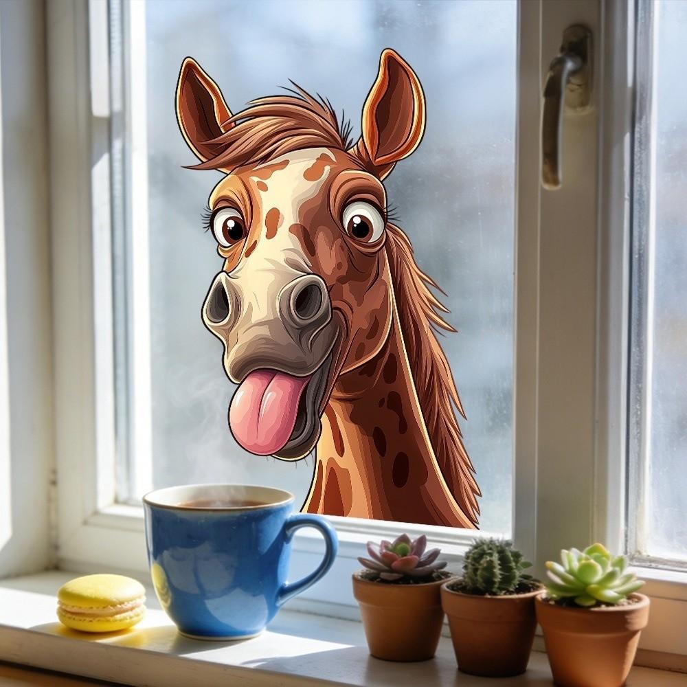 Abnehmbares Giraffen-Dekor Selbstklebende Wandaufkleber Kreativer Fensteraufkleber Wohnzimmer-Dekoration