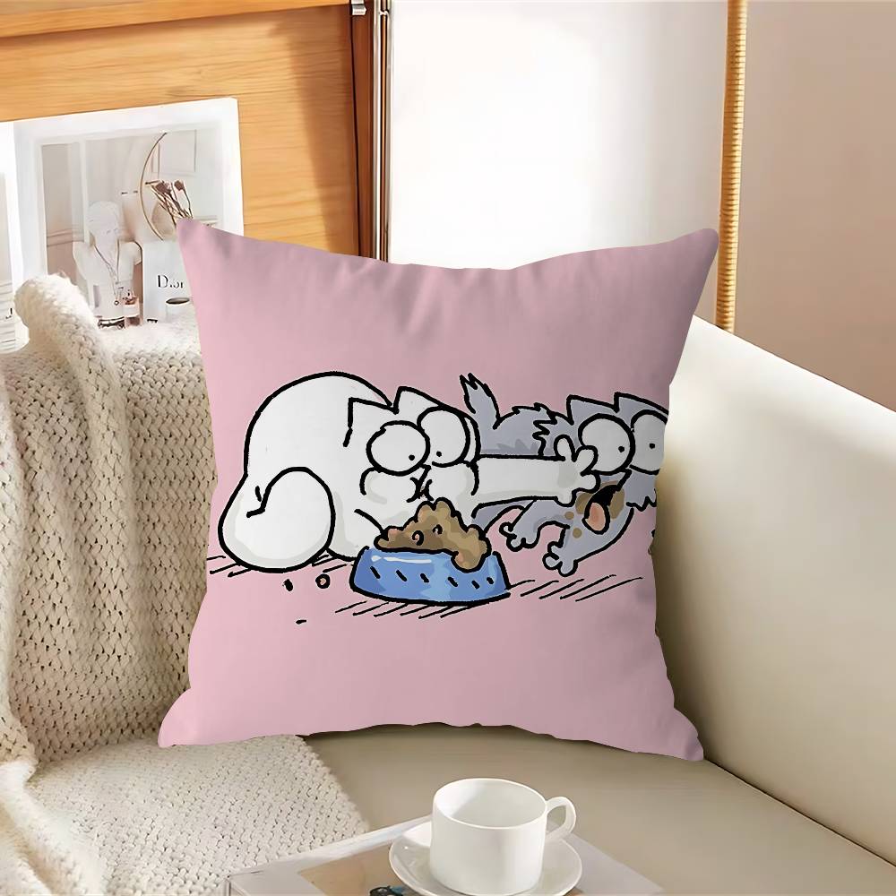 S-Simons Cartoon C-Cat Cushion Cover Inches Farmhouse Decor Home Throw Pillow Covers For Couch Decorations
