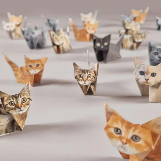 DIY Origami Animal Kit Cute Paper Kitten Origami Set 3D Dog Cat Dinosaur Paper