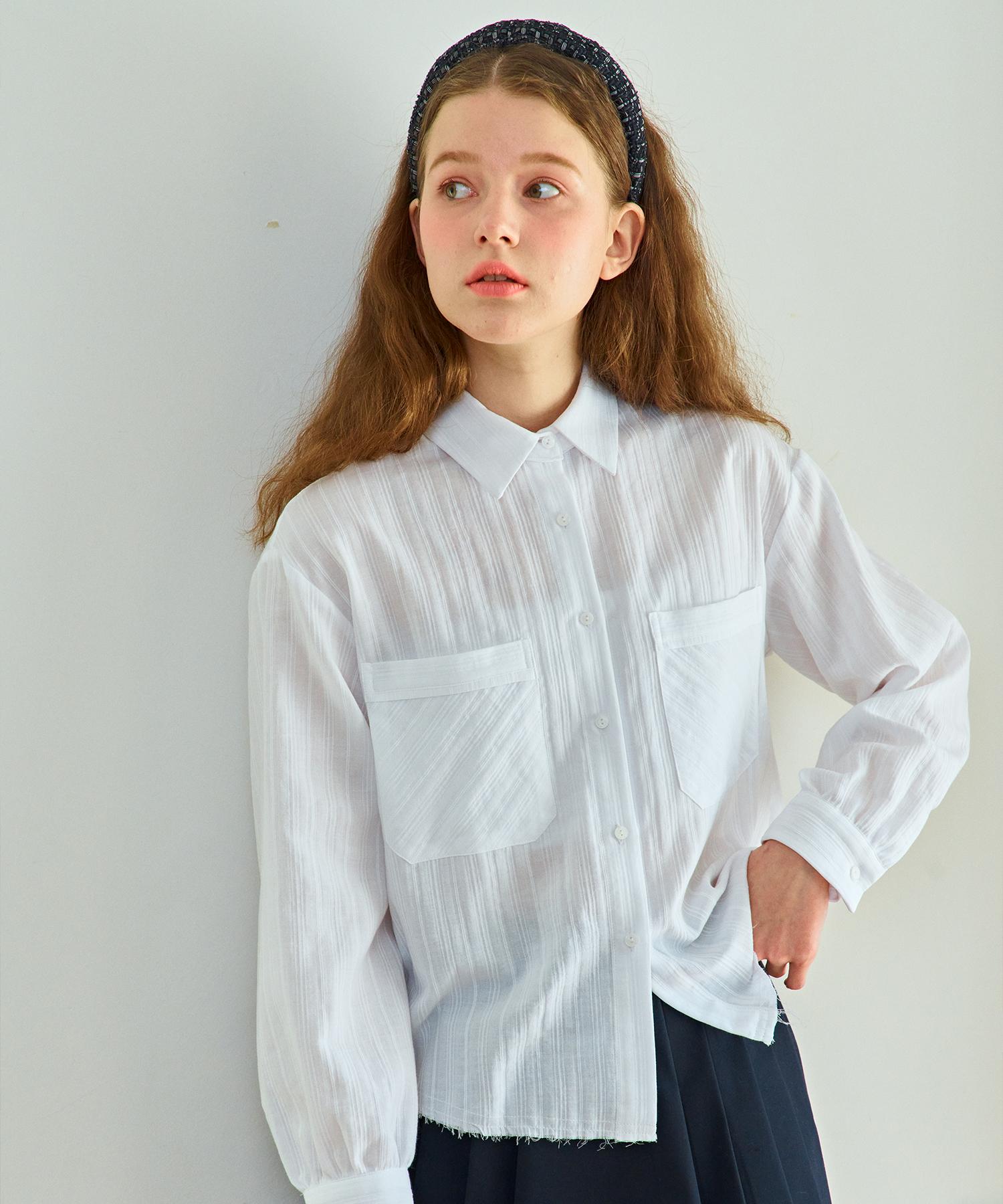 Near And Dear Martini Striped Crop Shirt White Free
