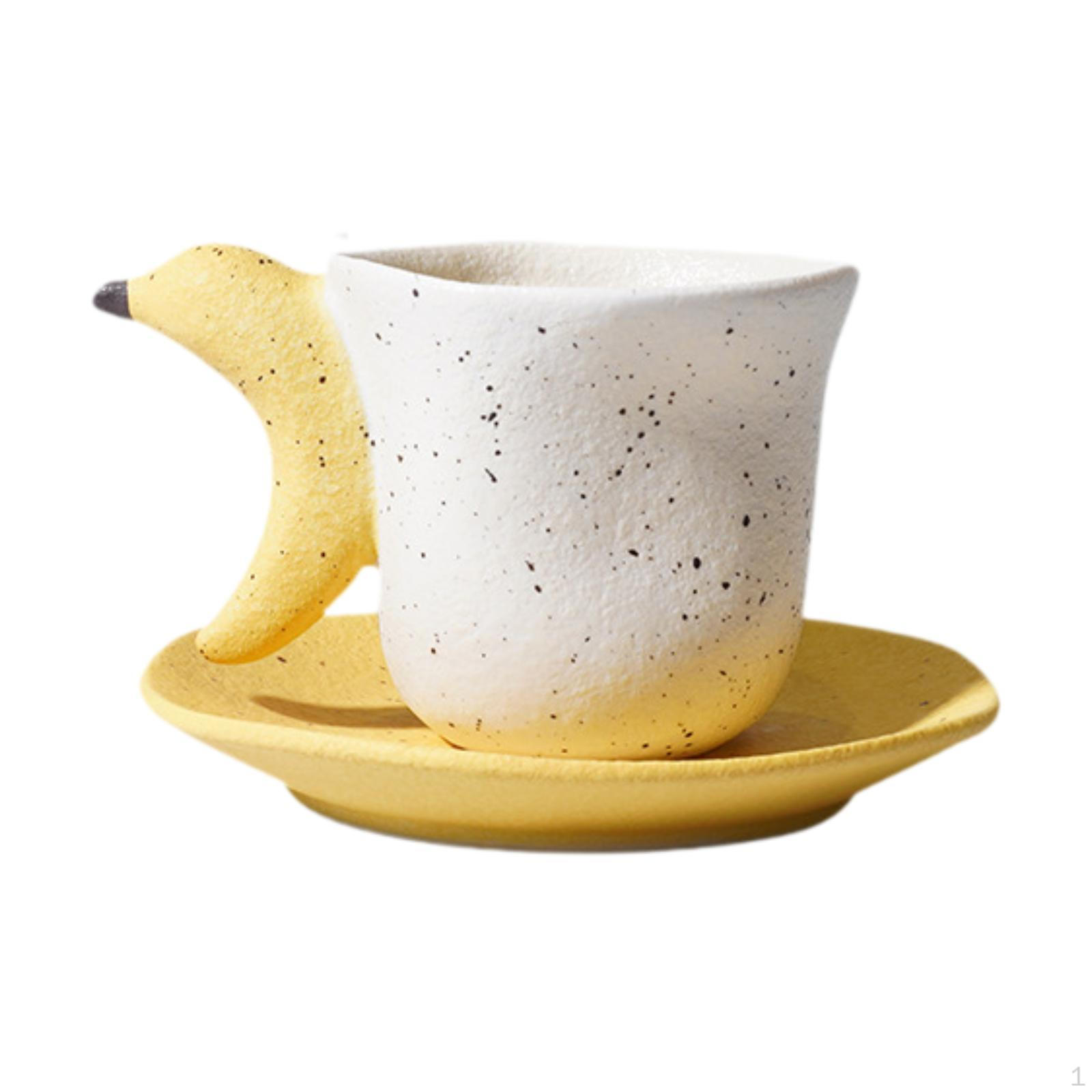 

Фарфоровая чашка и блюдце Набор Чашка для капучино Милый кофейный сервиз Креативный кофейный керамический Banana