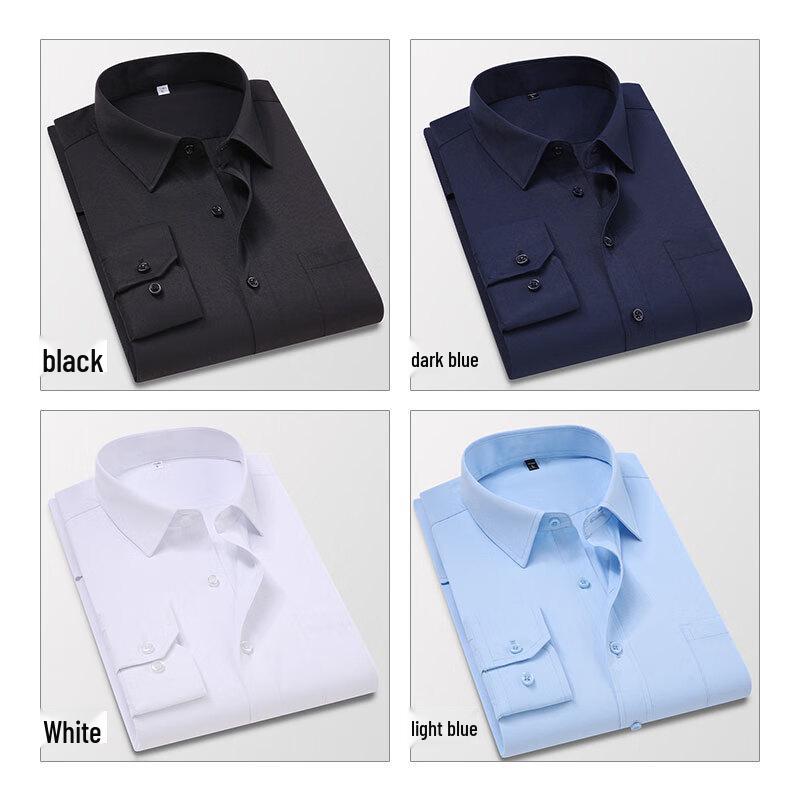 ROMON Men's Wrinkle-Resistant Business Casual Long Sleeve Shirt