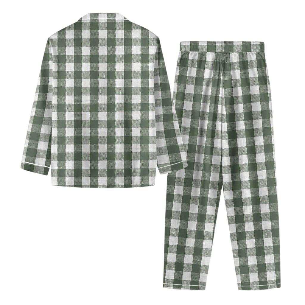 Women's Casual Fashion Plaid Patchwork Print Long-Sleeved Trousers Homewear Set