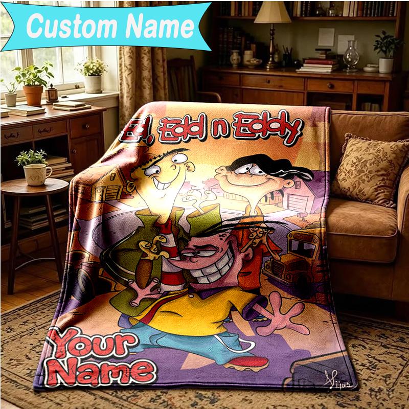 1PC Custom Name Blanket Edd Eddy Adventure Flannel Blankets Patterns Throw Blanket All-Season Soft Gift for Couch, Bed, Camping, Birthday Gifts