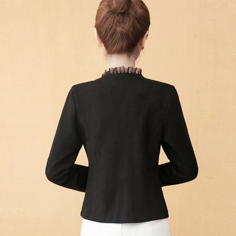 Mote langermet rød svart hvit cardigan kort kvinner jakke kåpe J137