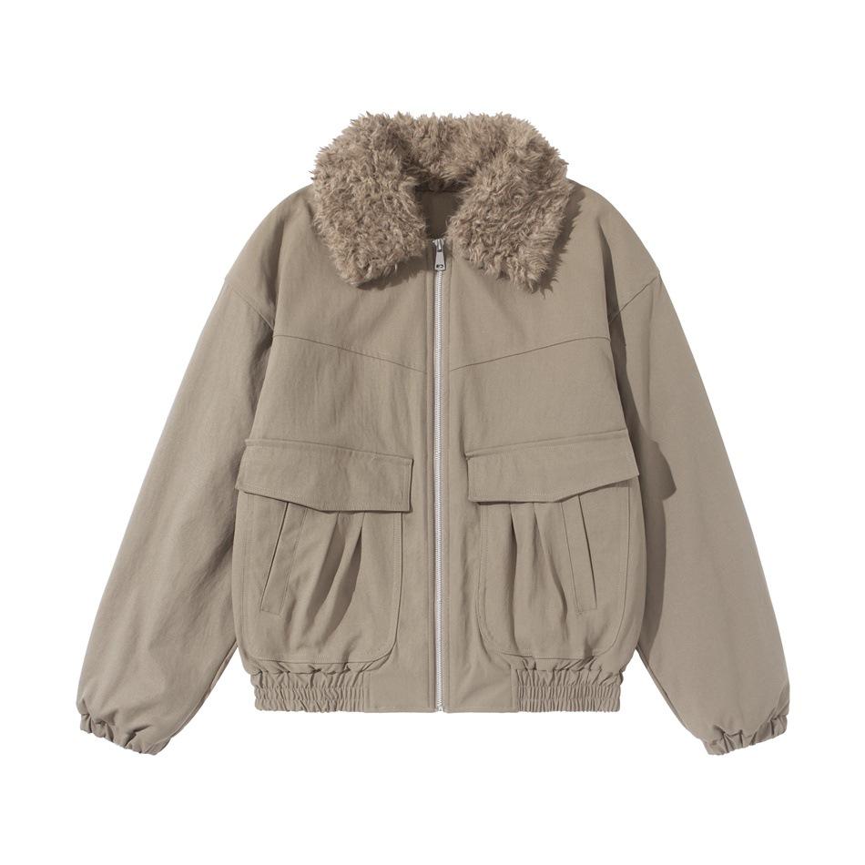 

Trendsetting American Retro Winter Jacket: Men s Loose Fit Fur Collar Lapel Coat M хакі