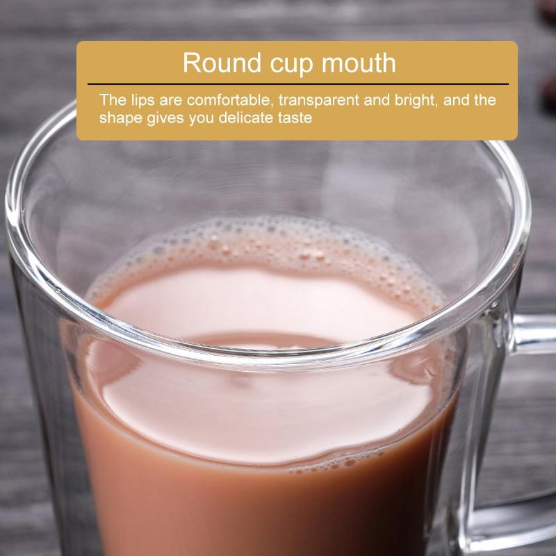 Double-wall Borosilicate Heat-resistant Glass Coffee Cup Insulated Milk Cup 380ml Without Handle