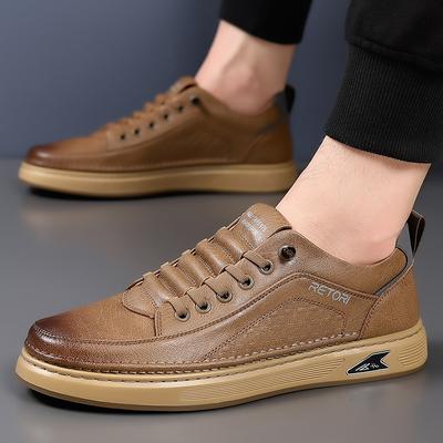 Lace-Up Business Casual Shoes Leather Fashion Walking Shoes Men All-match Skate Shoes Men Luxury Brand Male Comfortable Flats