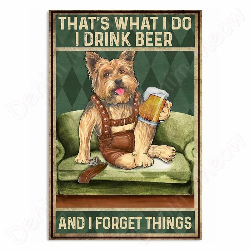 Vintage Bulldog Tin Sign for Home Wall Decor, A Woman Cannot Survive On Wine Alone, Funny Cat, Dog Metal Sign, Bar Decor