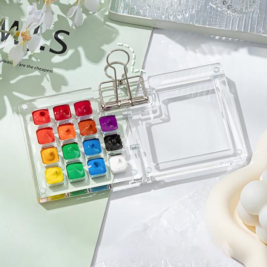 Mini Watercolor Kit Travel Watercolor Paint Set with Sketchbook Binder Clip Pen Portable Watercolor Palette with 12/24 Color Paints