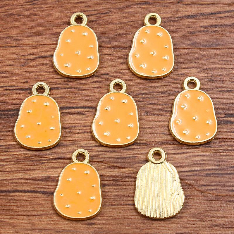 DIY jewelry accessories KC gold drip oil charm, vegetable series pumpkin radish eggplant pepper pendant 10pcs Potato 10X15mm
