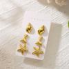 6pcs Gold Color Starfish Shell Stud Earrings Set for Women Ocean Series CCB Metal Textured Earring Boho Beach Party Jewelry