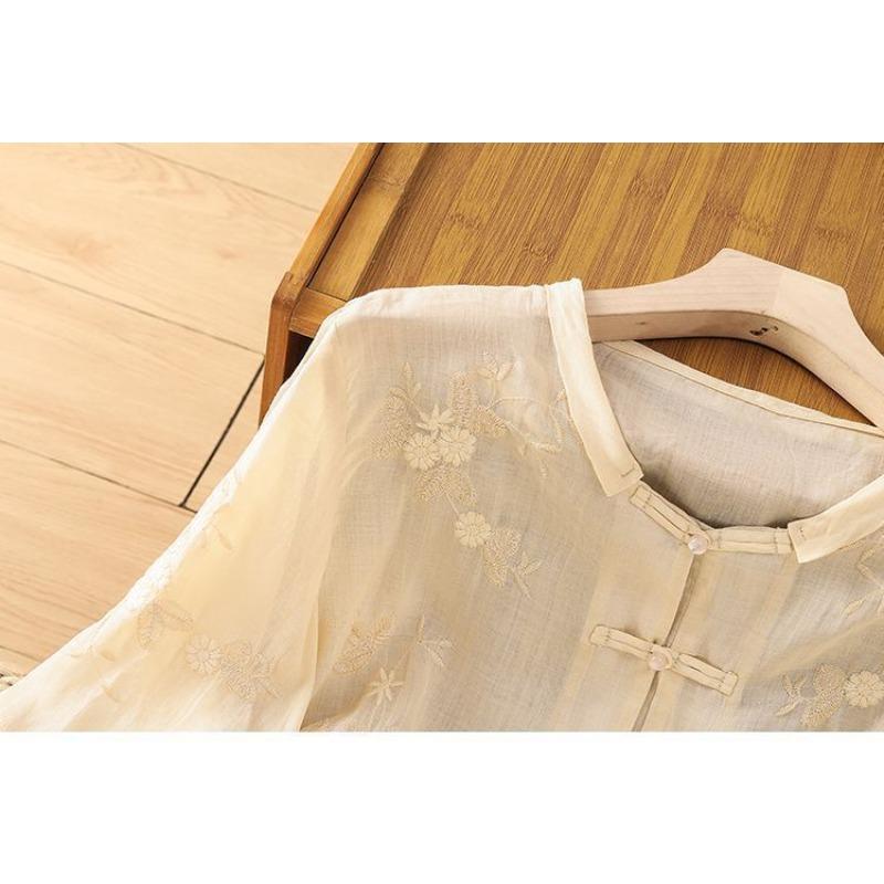 Dammode Casual Sommar Vår Blommönster Tryck 1/2 Ärm V-ringad Blusar & Skjortor