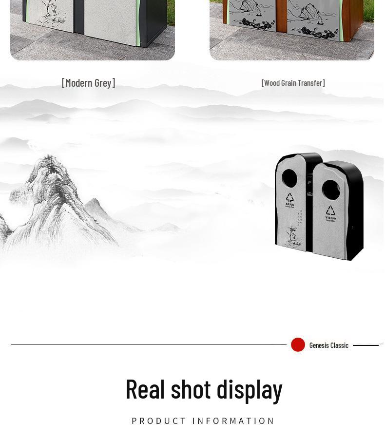 Outdoor Imitation Stone Trash Can with Stainless Steel Shell for Parks and Scenic Areas