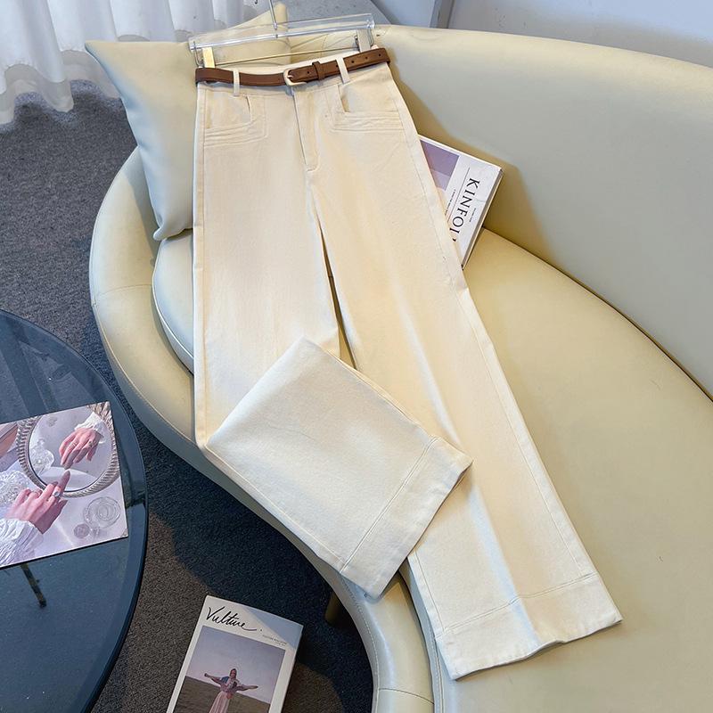 Khaki Wide-Leg Women s Petite Straight-Leg Casual Pants - Spring/Summer 2026 Fashion Apricot - Long Pants