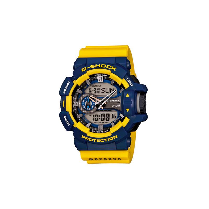 

Casio G-SHOCK series street fashion trend vibrant contrasting hands dual display large diameter sports waterproof quartz movement resin GA-400-9B синий