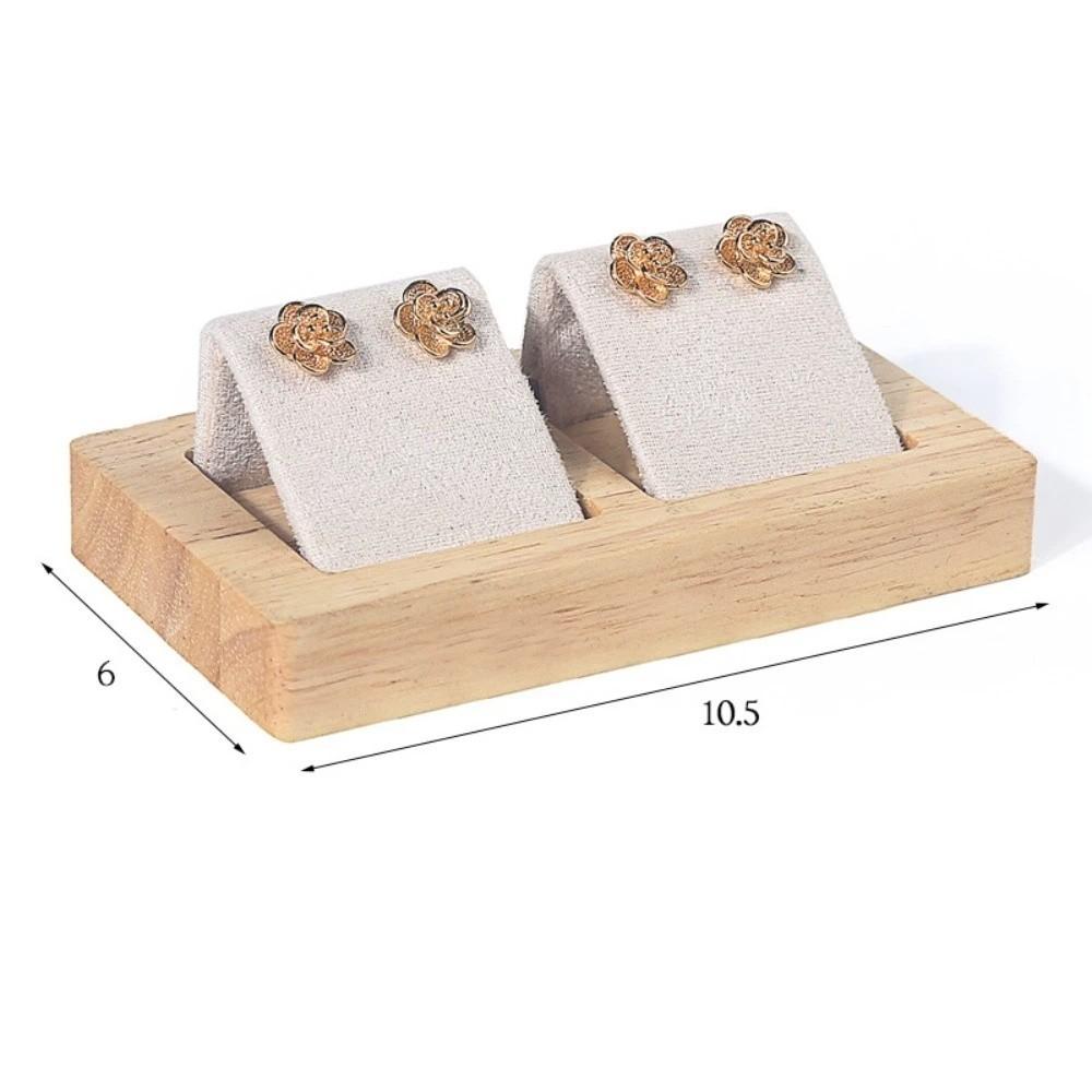 Bamboo Wood Earrings Display Stand DIY Velvet Props Show Stand  Window Counter
